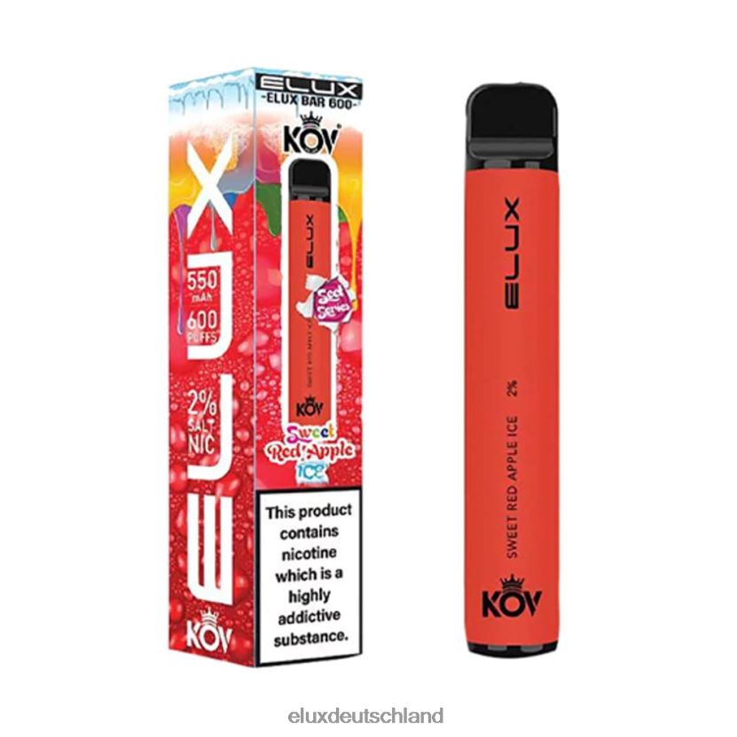 Elux Bar Einweg-Vaporizer der Sweet-Serie süßes rotes Apfeleis Elux Vape Amazon H844X11